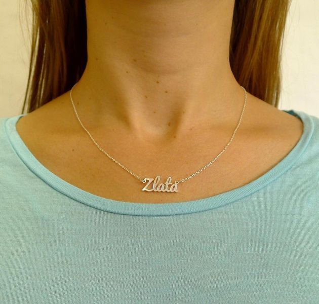 Серебряное колье с именем Zlata / цепочка с именем Zlata / серебряная подвеска с именем Zlata VL-4/496кл фото