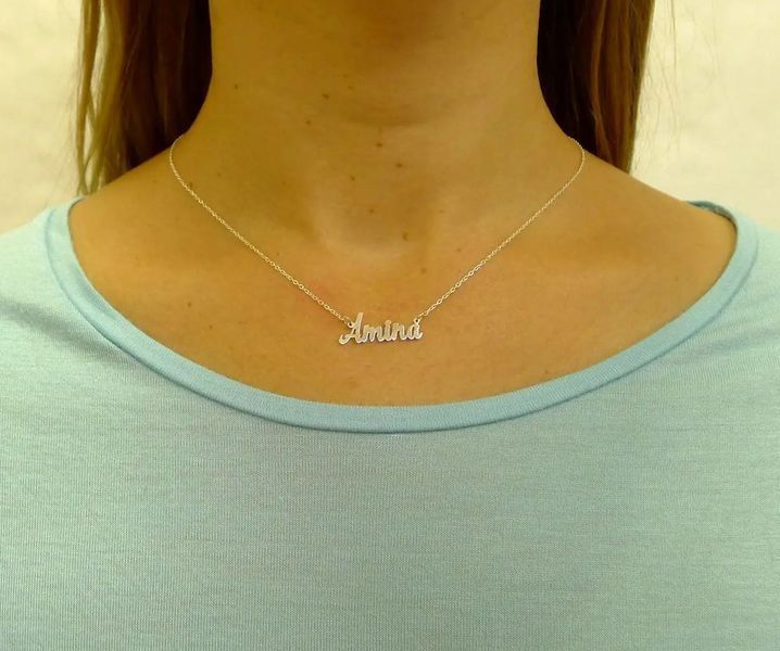 Серебряное колье с именем Amina / цепочка с именем Amina / серебряная подвеска с именем Amina VL-09124 фото