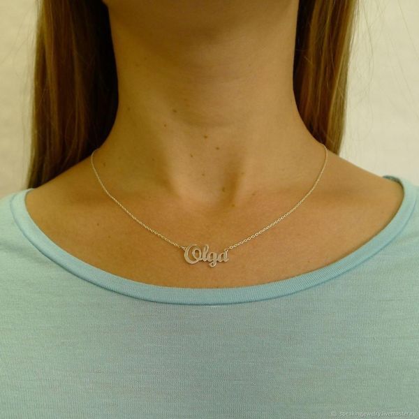 Серебряное колье с именем Olga, серебряная подвеска с именем Olga, серебряное имя Olga VL-4/306 фото