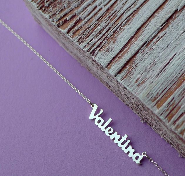 Срібне кольє з Valentyna, ланцюжок з ім'ям Valentyna, срібна підвіска з ім'ям Valentyna VL-4/469 фото