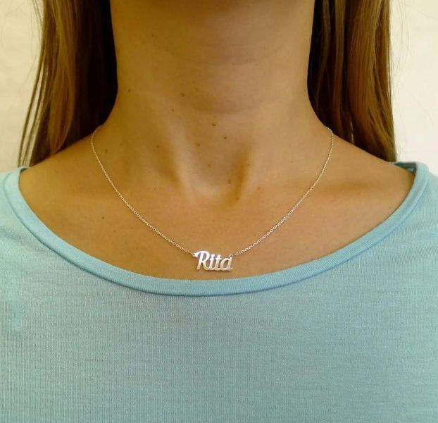 Серебряное колье с именем Rita / цепочка с именем Rita / серебряная подвеска с именем Rita VL-18012 фото