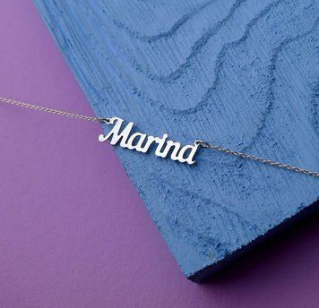 Срібне кольє з ім'ям Marina / ланцюжок з ім'ям Marina / срібна підвіска з ім'ям Marina VL-18011 фото