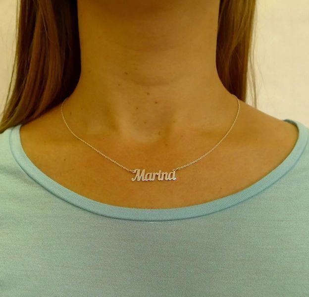 Серебряное колье с именем Marina / цепочка с именем Marina / серебряная подвеска с именем Marina VL-18011 фото