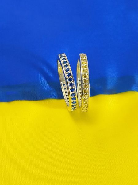 Срібне подвійне кільце Доріжки (Каміні за коло) 041-2к 041-2к фото