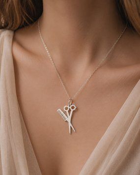Серебряный кулон &laquo;Ножницы и расческа&raquo; с цепочкой 827кул 827кул фото