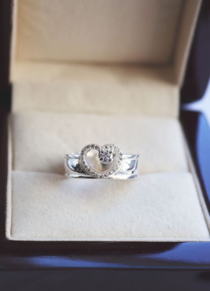 Серебряное кольцо Сердце Родированное для Помолвки R142к R142к фото