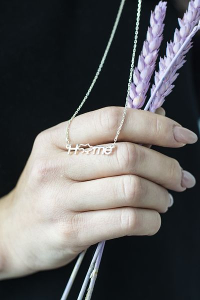 Патріотична підвіска Home кулон зі срібла 925 проби Срібний ланцюжок Home мапа України VL-091521 фото